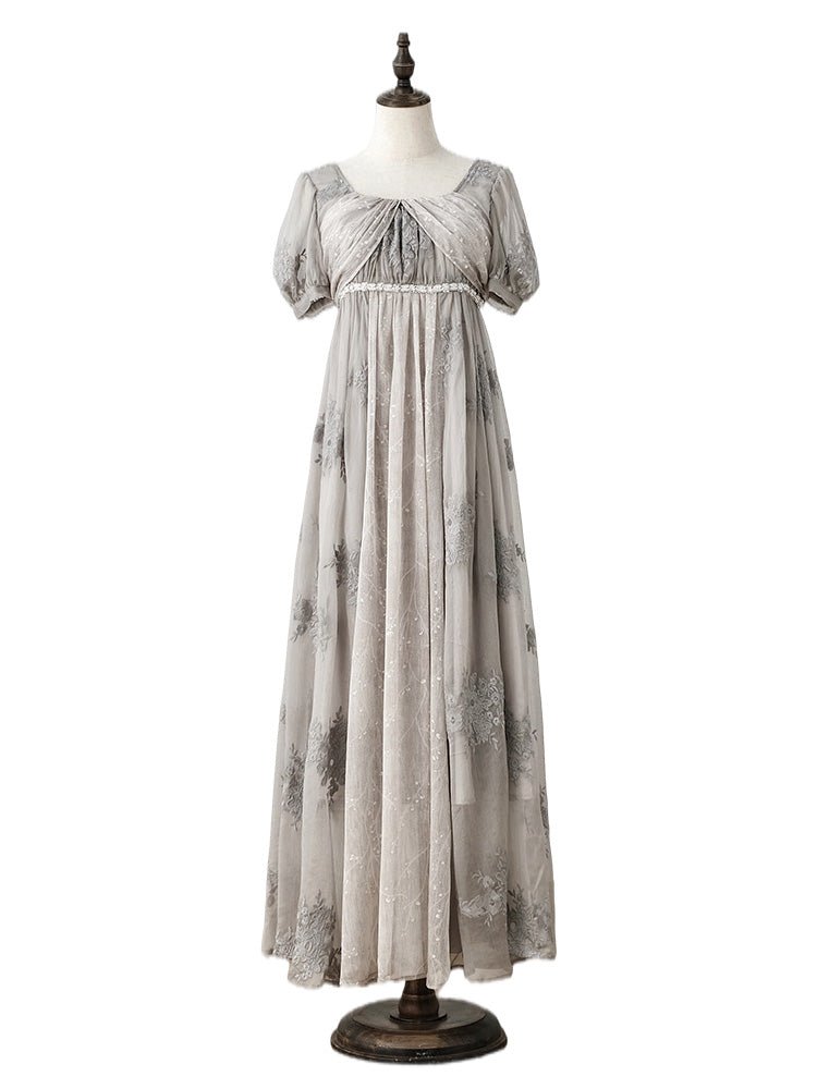 Bridgerton Empire Waist grey ball gown ...